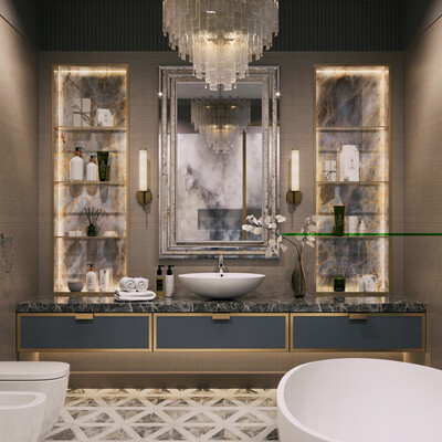 Moscow Ostozhenka Apartment. Master bathroom