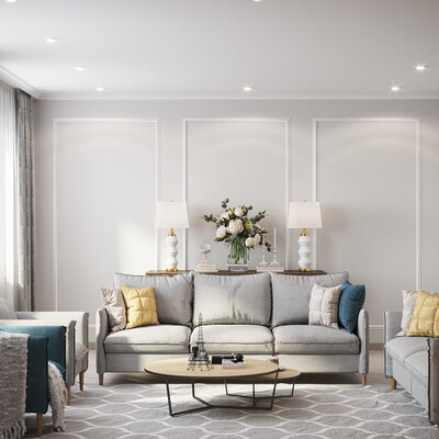 living room with fireplace