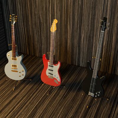 3D guitars lowpoly