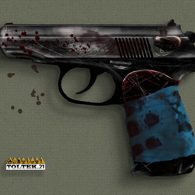 Концепт-арт пистолета Макарова 9 мм к игровой вселенной "Сталкер".Concept art of the Makarov 9 mm pistol for the game universe "Stalker".