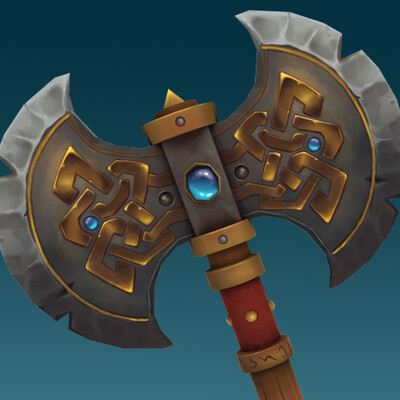 Hand-Painted Axe Warhammer - Fan Art