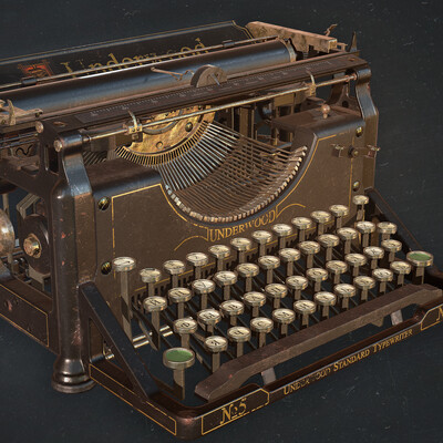 Typewriter Underwood №5 (High Quality Game Ready Asset)