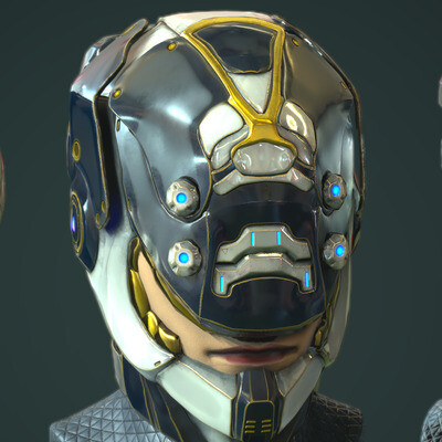 Cyberpunk Helmet - Character Head - Sci Fi Future Soldier_ v3