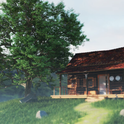 Одинокий дом в горах (Alone house in mountains (blender experement))
