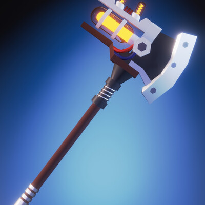 Low poly sci-fi axe в Blender