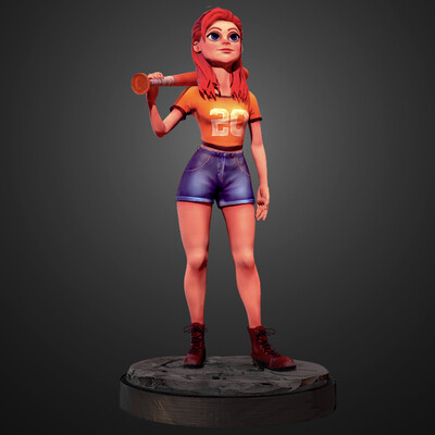 The girl with a baseball bat