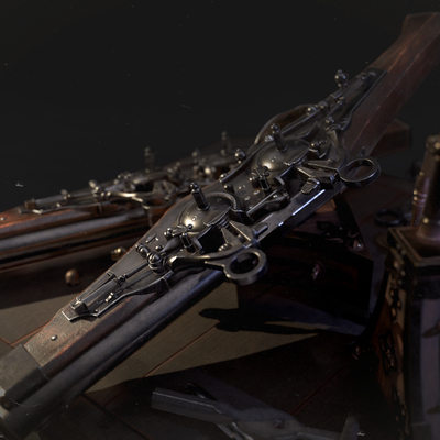 Double-barreled Wheeled pistol of the 16th century