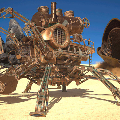 SteamPunk Dune Harvester (Animated) GameReady