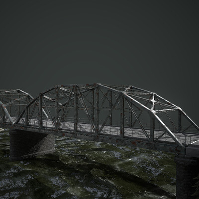 Старый Ржавый Модульный Мост PBR Low-poly Game-ready