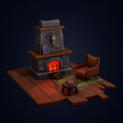 Stylized room diorama