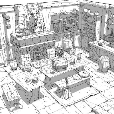 The interior of the tavern