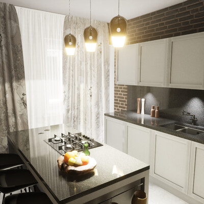 Interior of a bright bedroom made in a modern style
