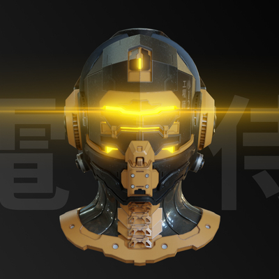 Cyberpunk armored helmet