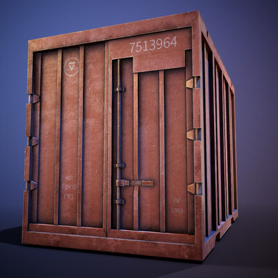 Морской контейнер low-poly с масками