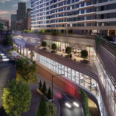NIGHT VIEW 3D EXTERIOR BUILDING ARCHITECTURAL RENDERING