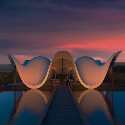 3d visualization of the exterior recreation area in the mountains