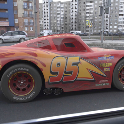 Disney Cars Lightning McQueen in Real Life on Road