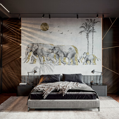 Bedroom with elephants