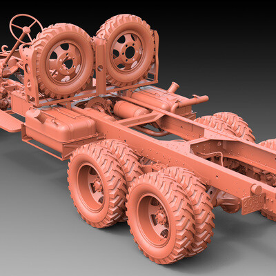 3д модель ЗИС-151_Рама. Clay render.