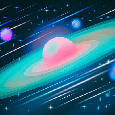 Retro planet. Minimalistic vector composition