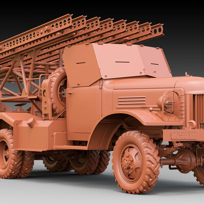 3д модель  БМ-13НН. Clay render.