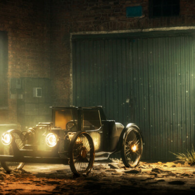 Noir steampunk car