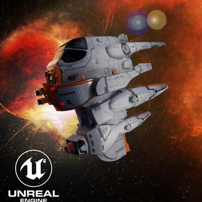 LowPoly 3d model Starship "Pegasus"