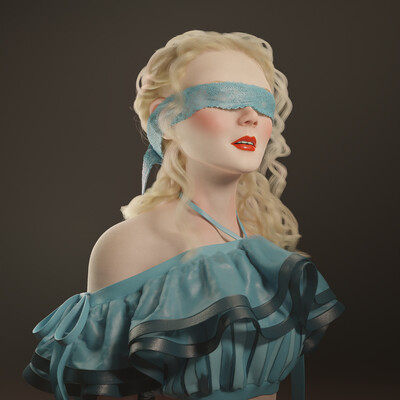 Girl with a blindfold