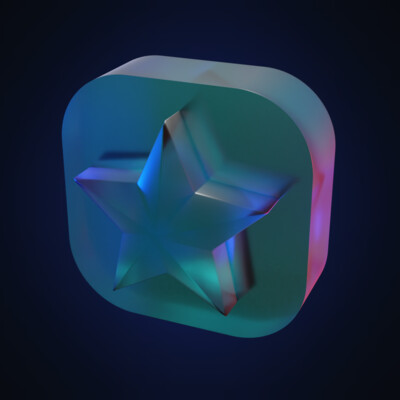 3D моделирование стеклянные иконки