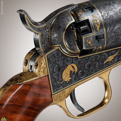 Инкрустированный золотом Карманный Colt 1849