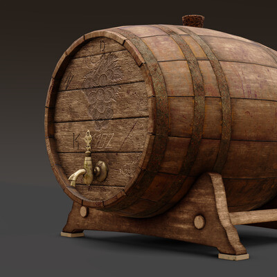 Старинная дубовая бочка (Lowpoly)