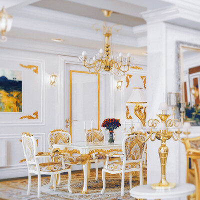 WHITE GOLD LIVINGROOM INTERIOR