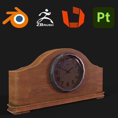 Table Clock low-poly