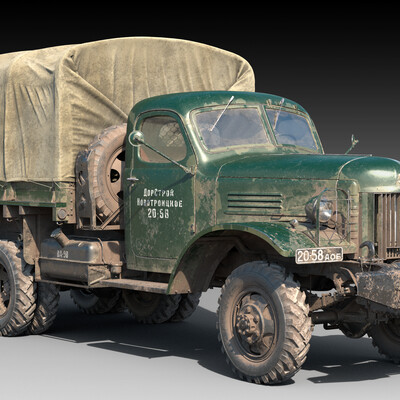 3д модель ЗИС-151_Бортовая платформа_Тент.