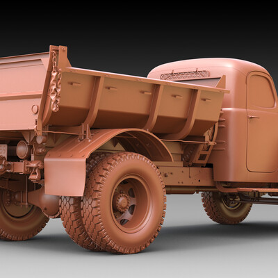 3д модель ЗИЛ-ММЗ-585. Clay render.