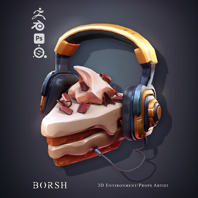 Stylized Cream Cake and Headphones