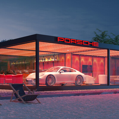 Porsche на пляже