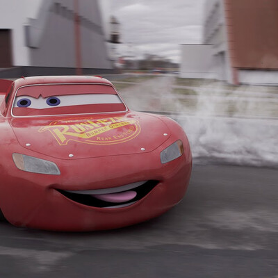 Drift Disney Cars Lightning McQueen in Real Life on Road