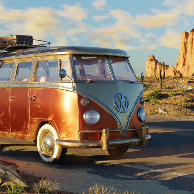 On the road with T1 Samba 1966.