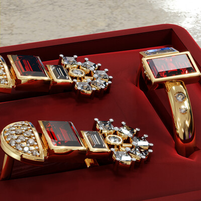 gold ring and earrings