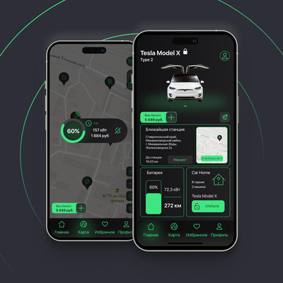 ElecCharge - электрозаправки | MOBILE APP | UX/UI