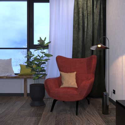 Room with red chair