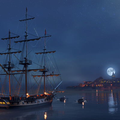 HMS "Surprise" в штиль