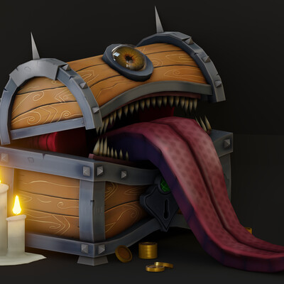 Fantasy Mimic chest (Hand-painted)