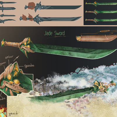 Curved two-handed Jade Sword 2022