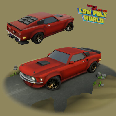 Ford mostang GT500 lowpoly model