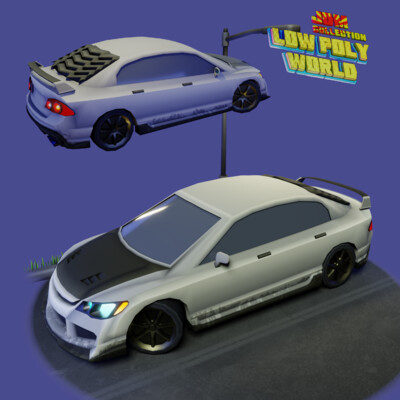 Honda civik TypeR lowpoly model