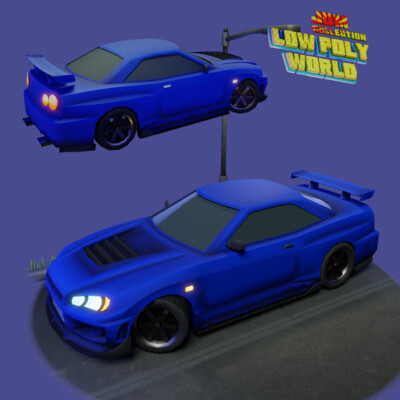 Nissan skyline R34 lowpoly model
