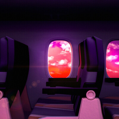 Plane interior sunset