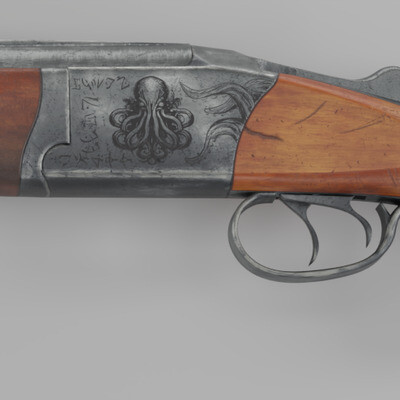 Old vertical double-barreled shotgun